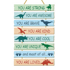Rutiyoka dinosaur room decor eight-piece wood sign ready to hang for kid-friendly wall art