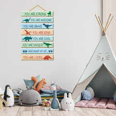 Rutiyoka dinosaur wall sign hemp rope hanging for secure display