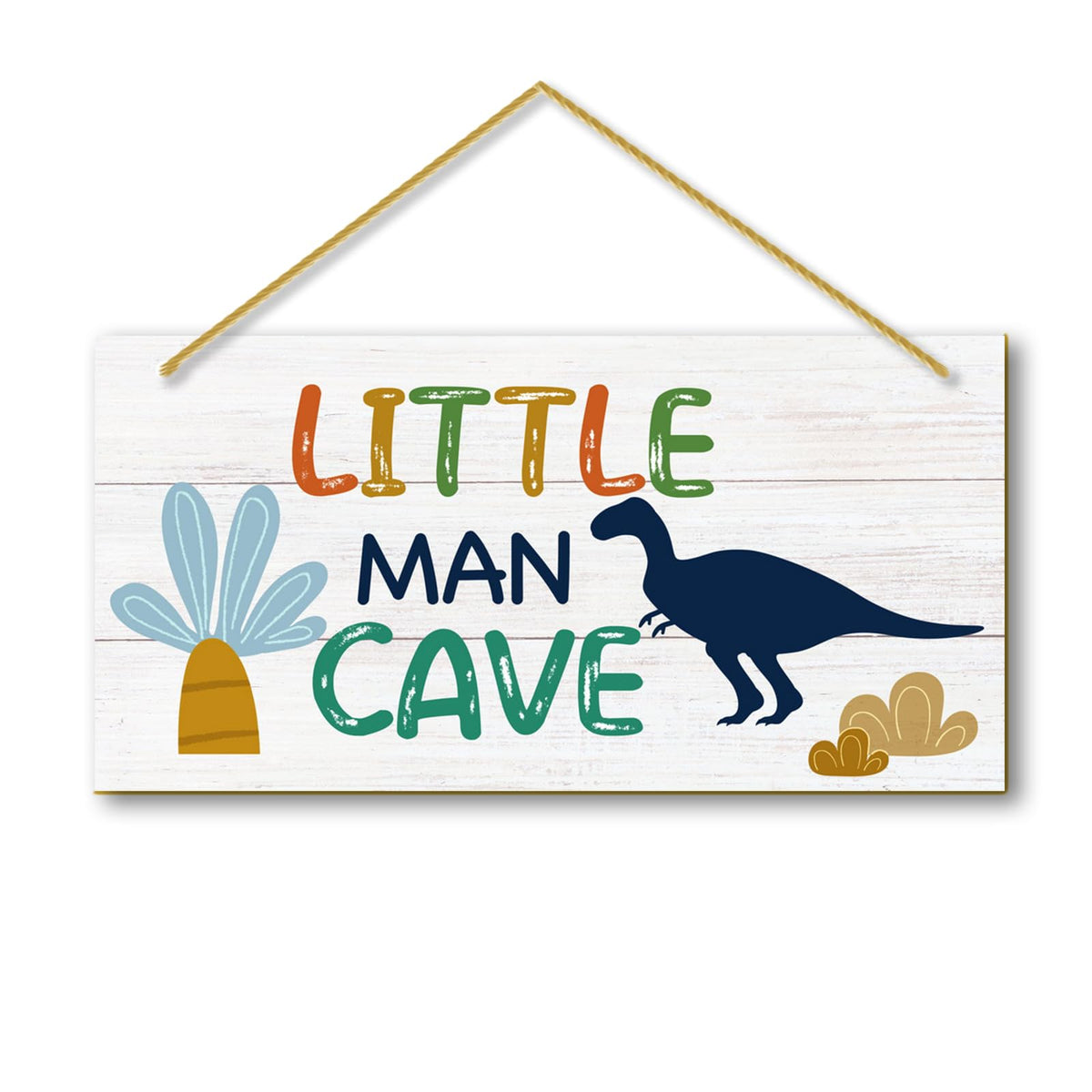 Rutiyoka Little Man Cave dinosaur door sign adds playful dino decor to a nursery.