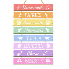 Rutiyoka rainbow wall art brightens a girl's room and inspires imagination.