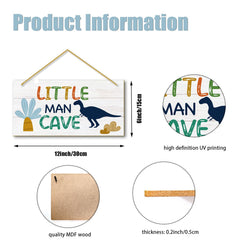 Rutiyoka wooden door sign with dino theme brightens a Dino Room wall.