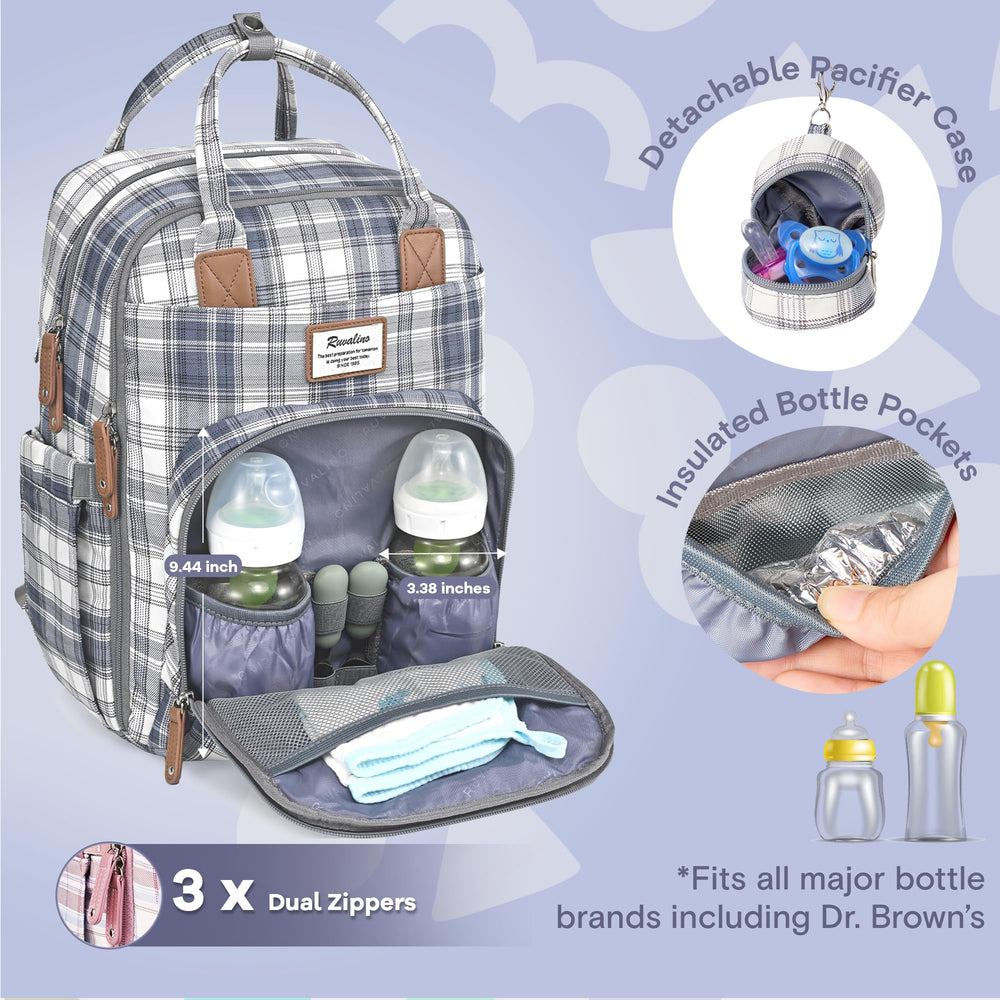 RUVALINO diaper bag backpack with changing pad included for convenient baby care