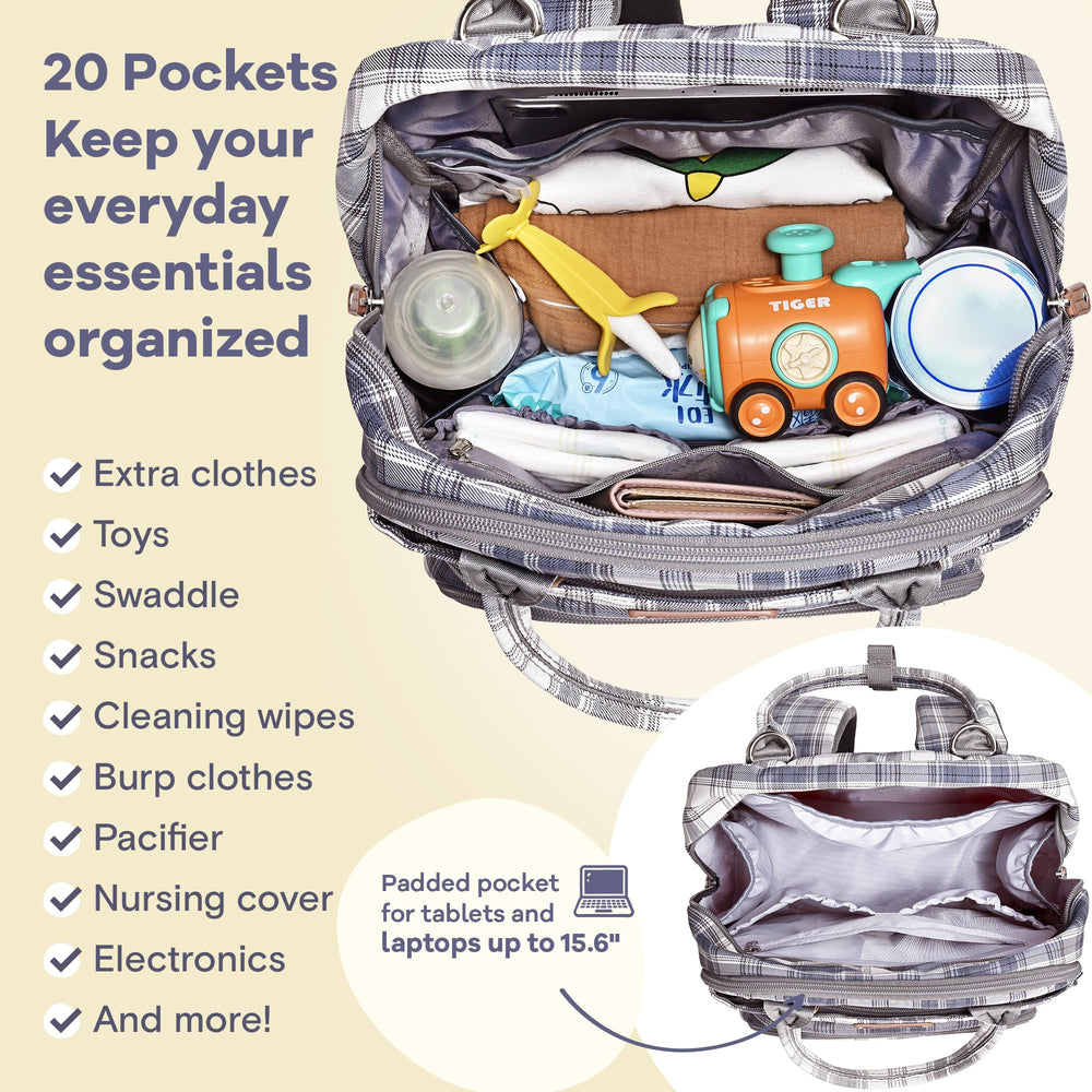 RUVALINO diaper bag backpack insulated bottle pockets fit a range of bottles