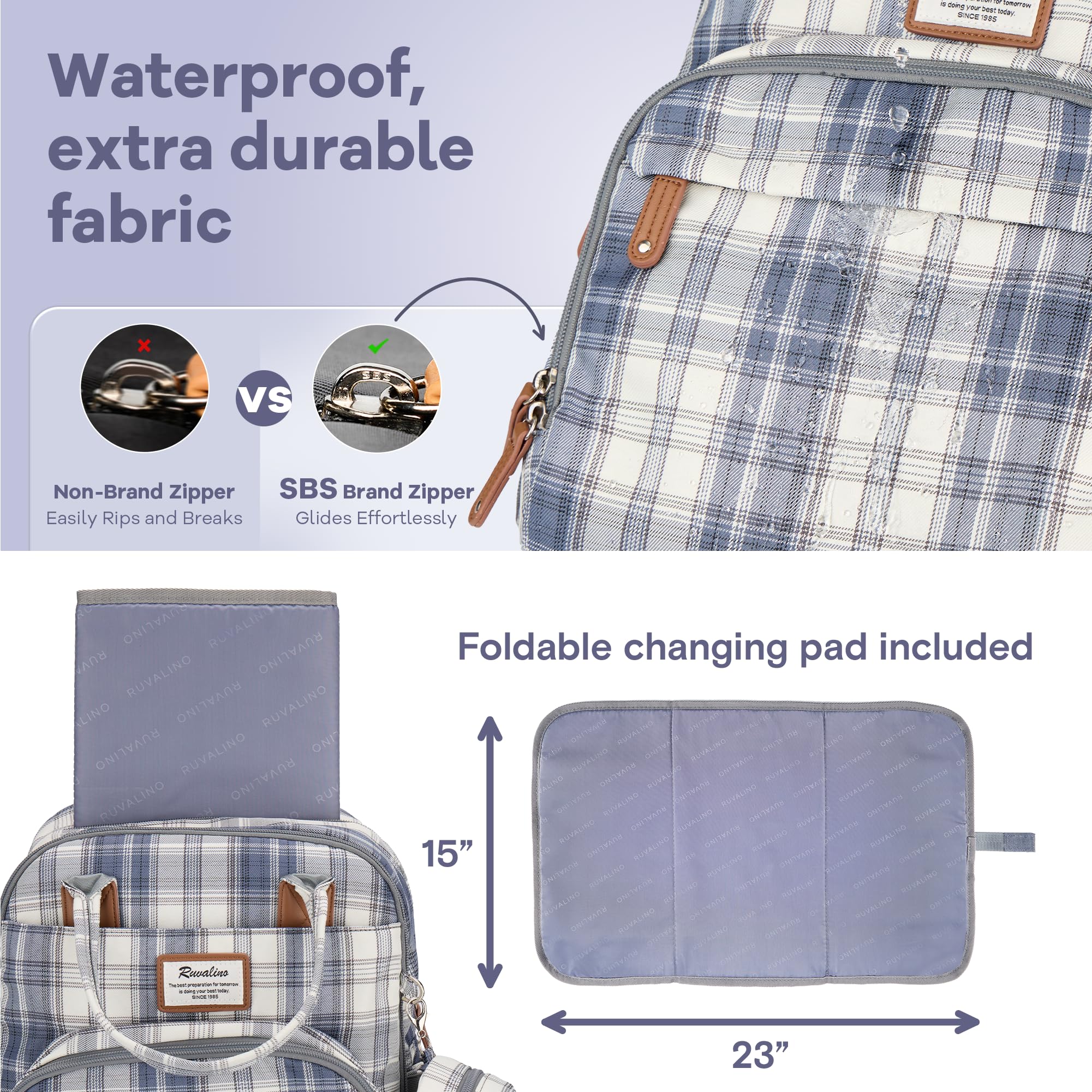 RUVALINO diaper bag backpack stroller clip offers hands-free mobility