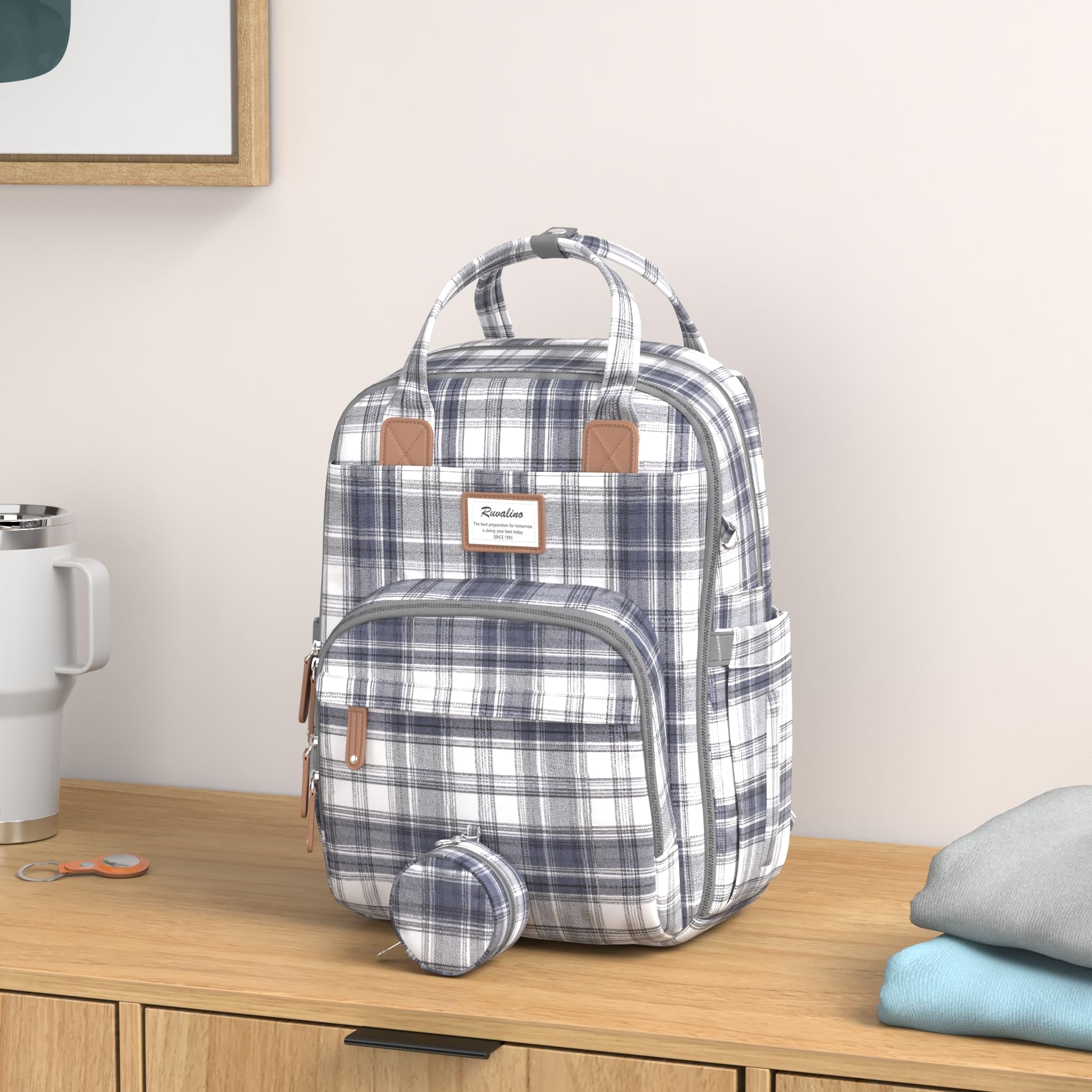 RUVALINO diaper bag backpack wide-opening design makes quick access effortless