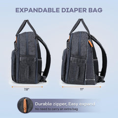RUVALINO Diaper Bag Backpack expands to 40L for extra baby essentials on trips