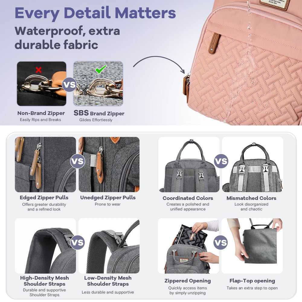 RUVALINO diaper bag backpack anti-theft back pocket protects valuables