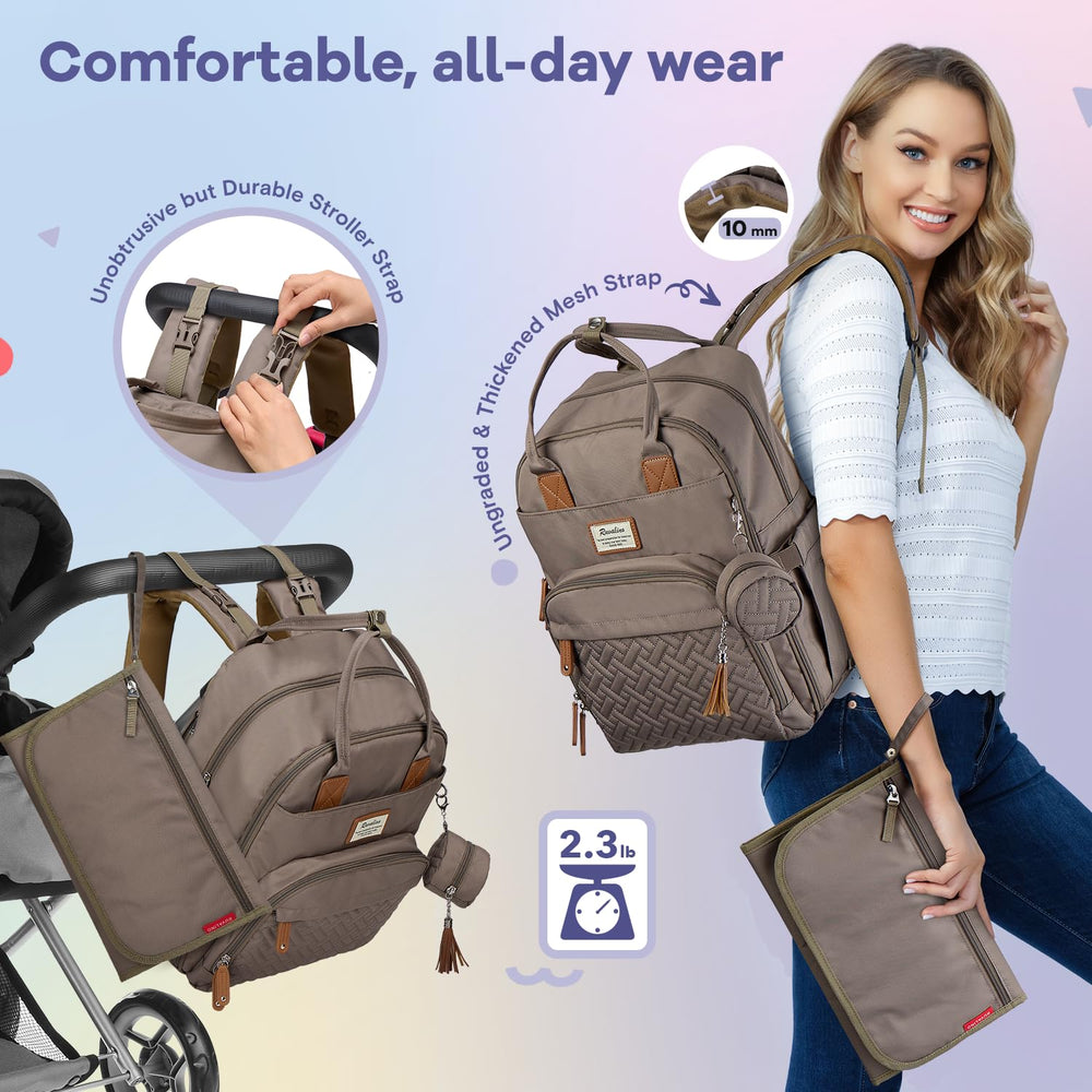 RUVALINO diaper bag backpack anti theft back pocket secures valuables while traveling