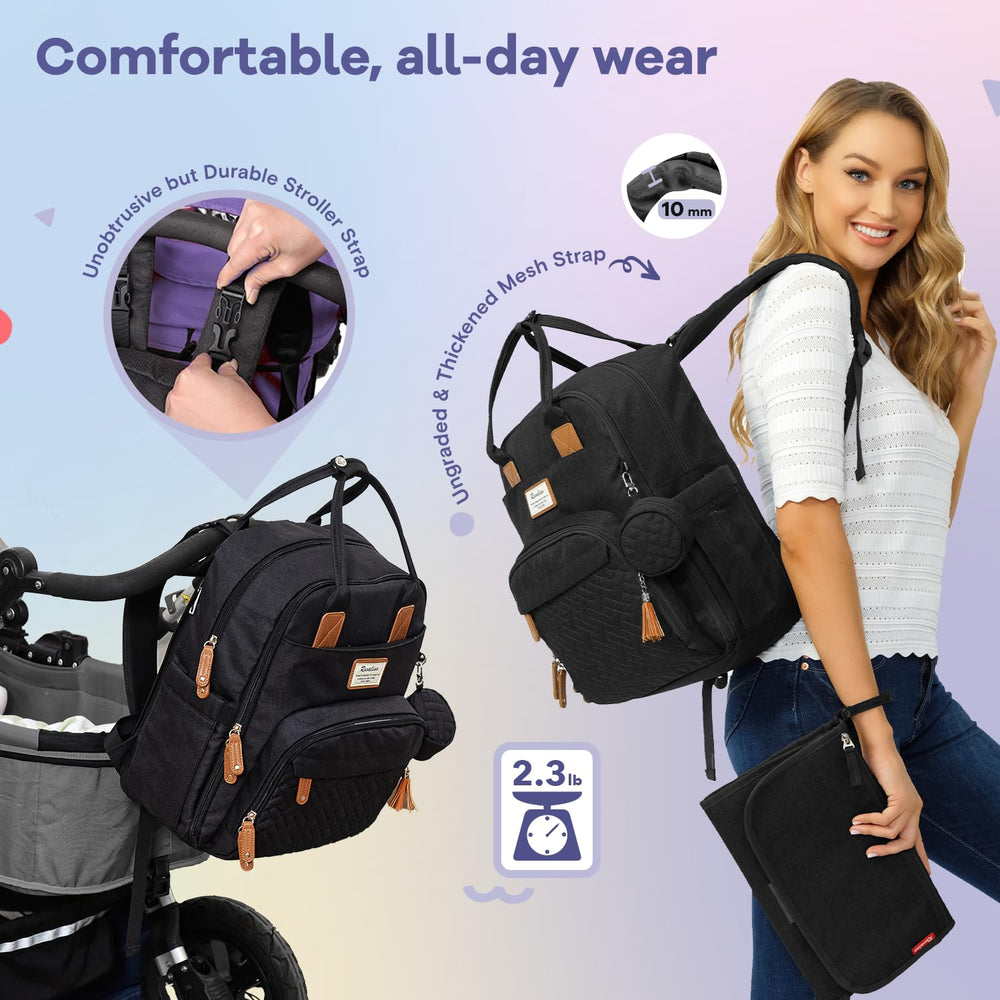 RUVALINO diaper bag backpack anti-theft back pocket for secure valuables