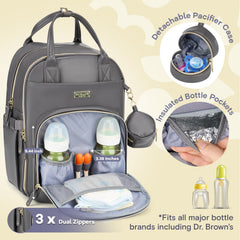 RUVALINO diaper bag backpack changing pad ready for quick diaper changes