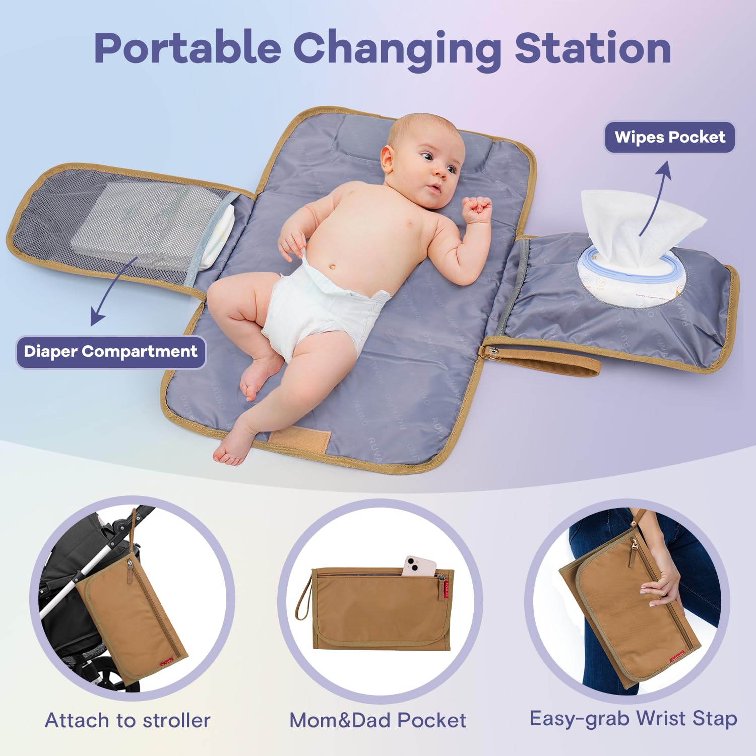 RUVALINO diaper bag backpack convertible design for multiple carrying styles