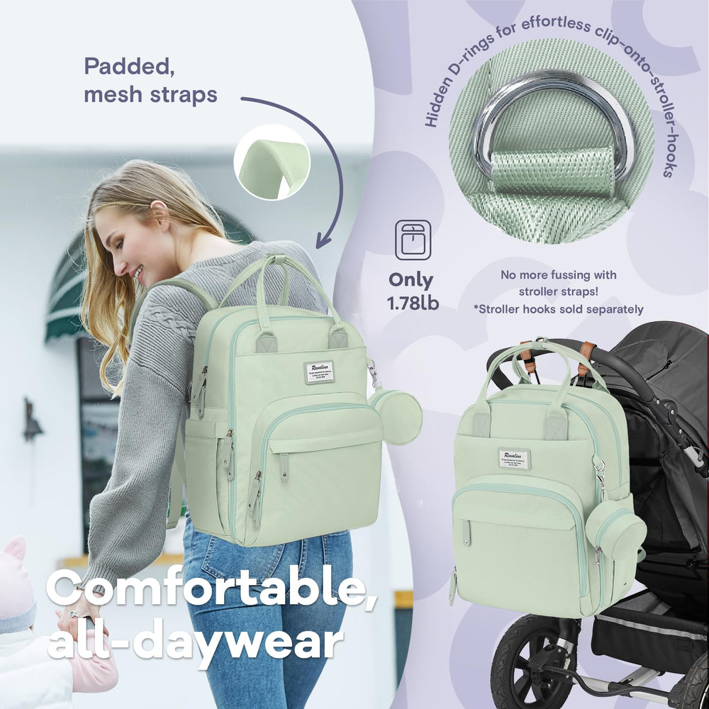 RUVALINO diaper bag backpack durable material resists wear for long-term family use