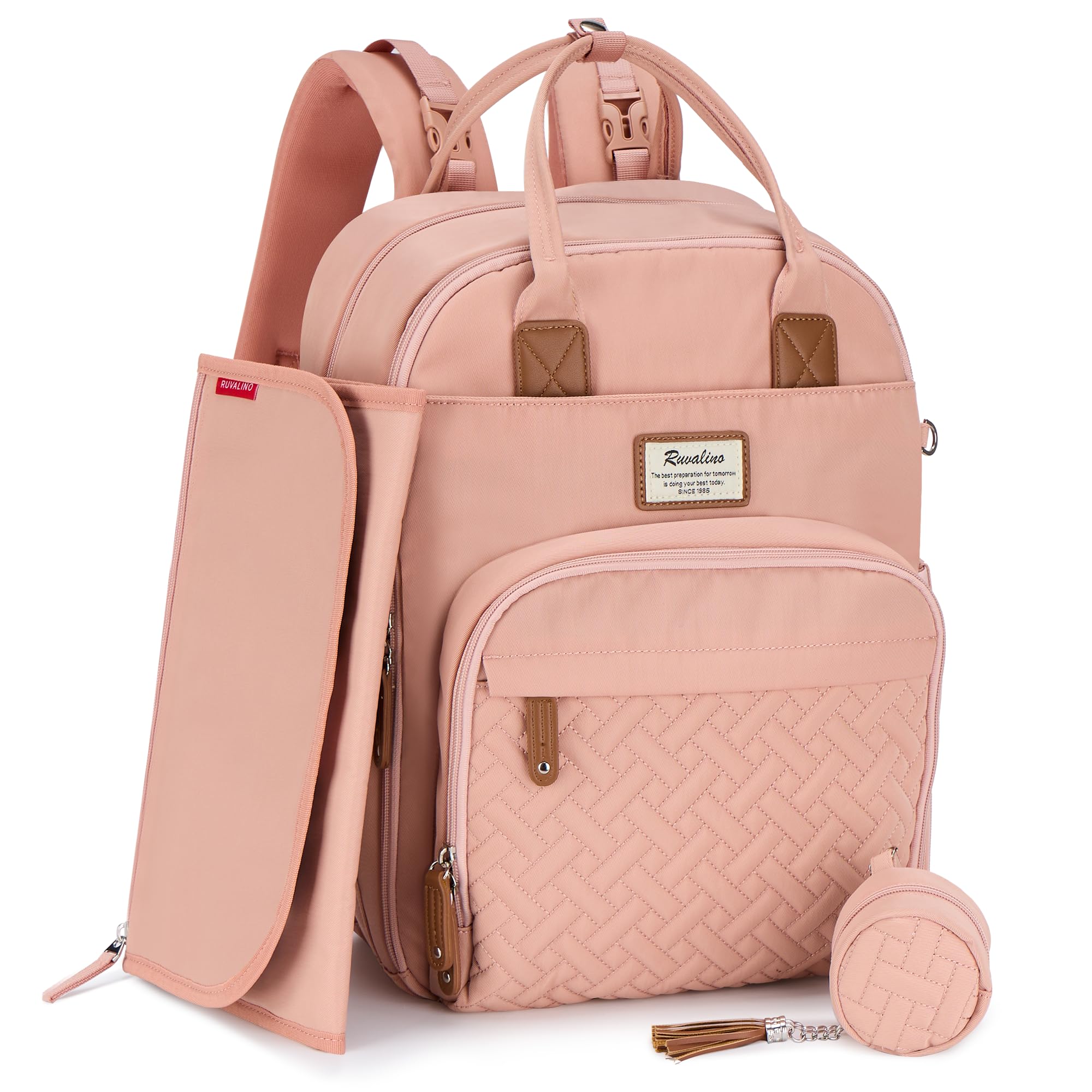 RUVALINO diaper bag backpack foldable changing mat for quick diaper changes