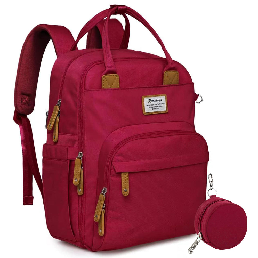 RUVALINO Diaper Bag Backpack front view showing roomy pockets for organized baby gear.