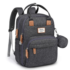 RUVALINO diaper bag backpack front view showing roomy layout for travel-ready baby supplies.