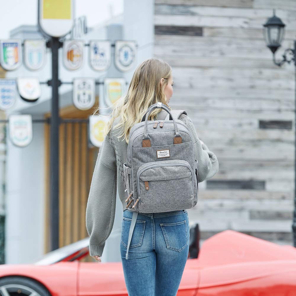 RUVALINO diaper bag backpack gray design suitable for mom or dad