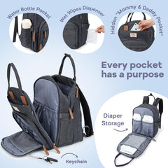 RUVALINO Diaper Bag Backpack insulated bottle pockets keep bottles warm or cool on the go