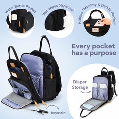 RUVALINO diaper bag backpack insulated bottle pockets keep bottles at proper temperature
