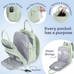 RUVALINO diaper bag backpack insulated bottle pockets keep bottles warm or cool on outings