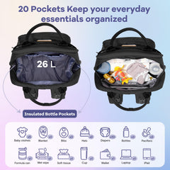 RUVALINO diaper bag backpack insulated pockets keep bottles at the right temperature