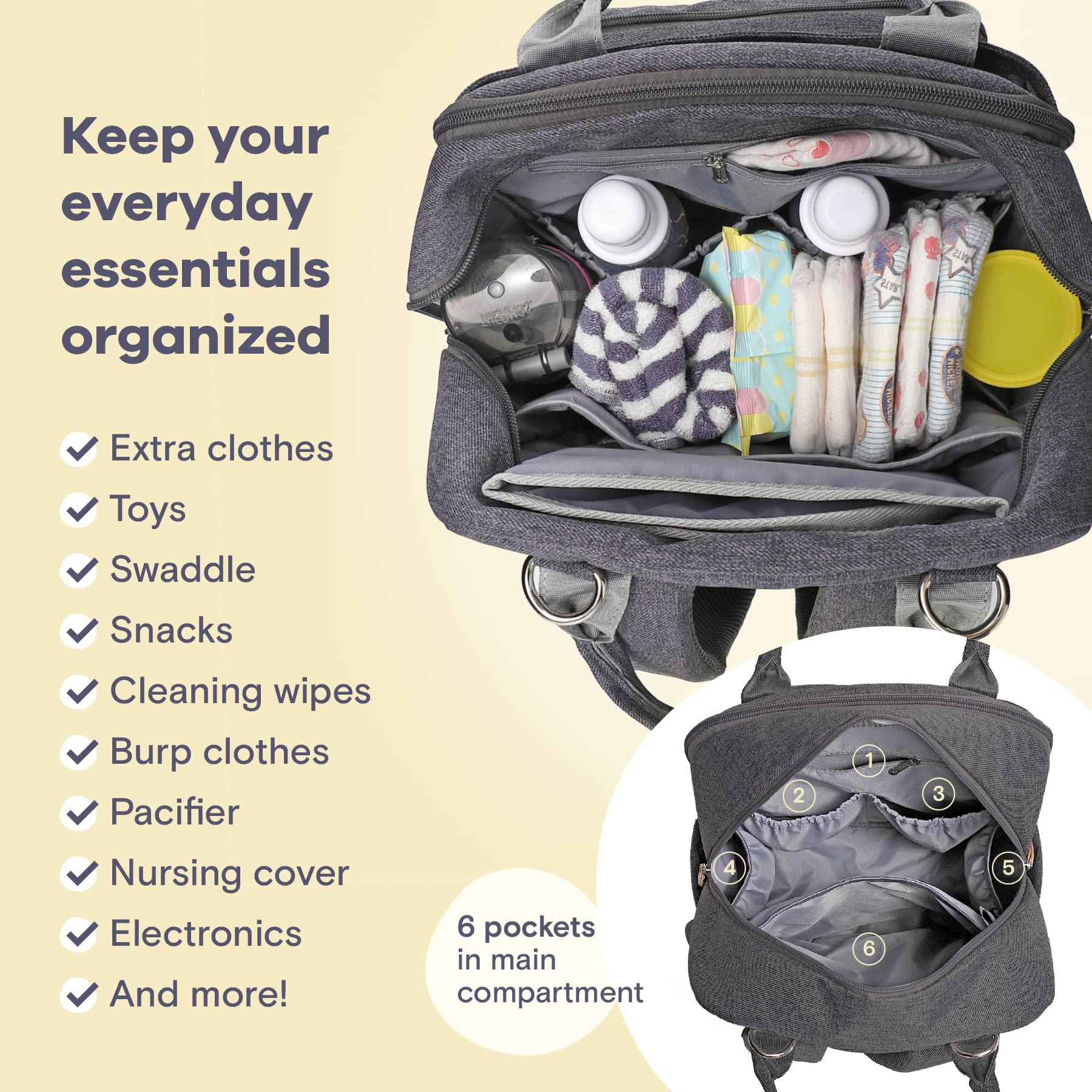 RUVALINO Diaper Bag Backpack padded laptop pocket adds convenient on-the-go organization