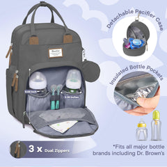 RUVALINO diaper bag backpack padded laptop pocket protects devices during travel.