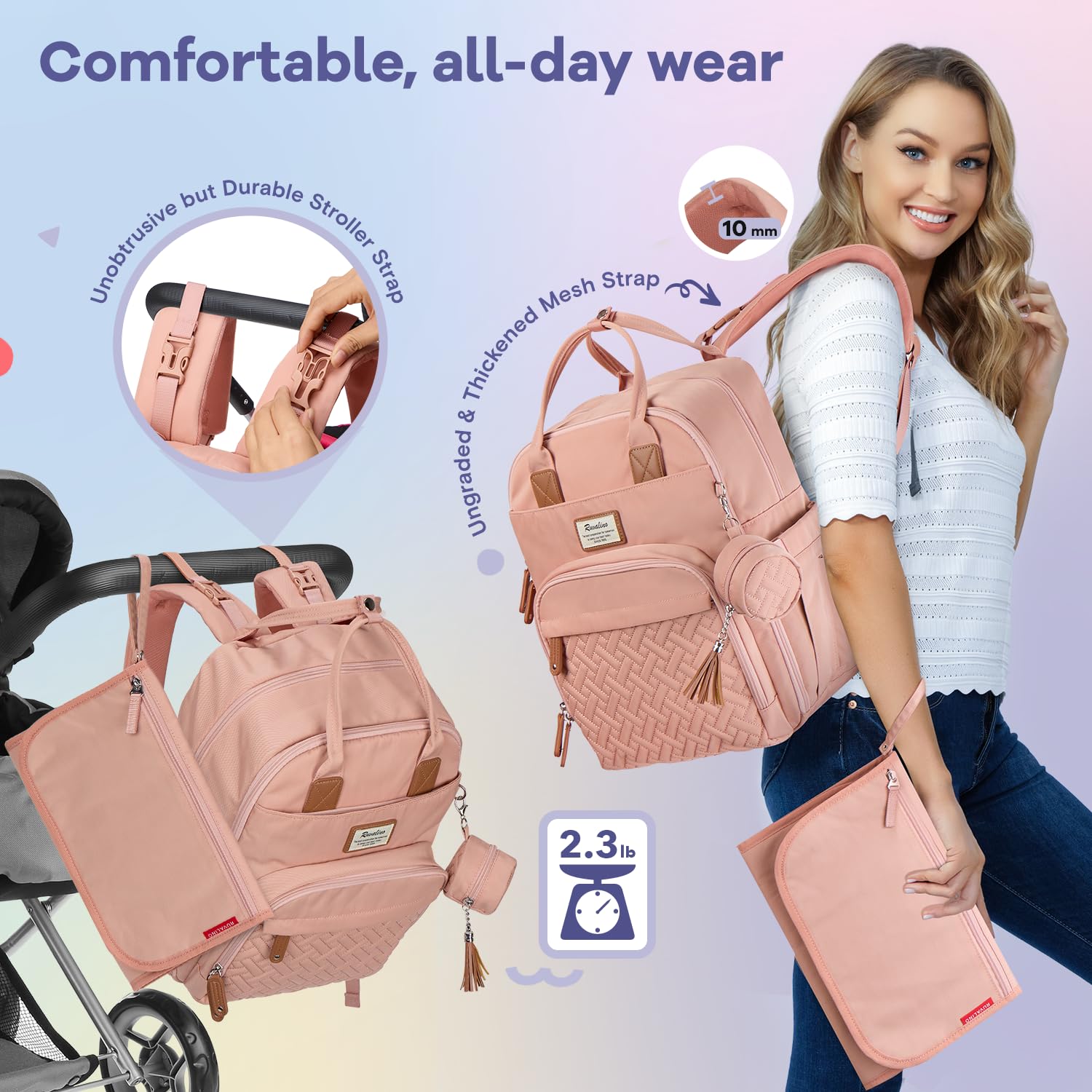RUVALINO diaper bag backpack mesh diaper organizer for easy access