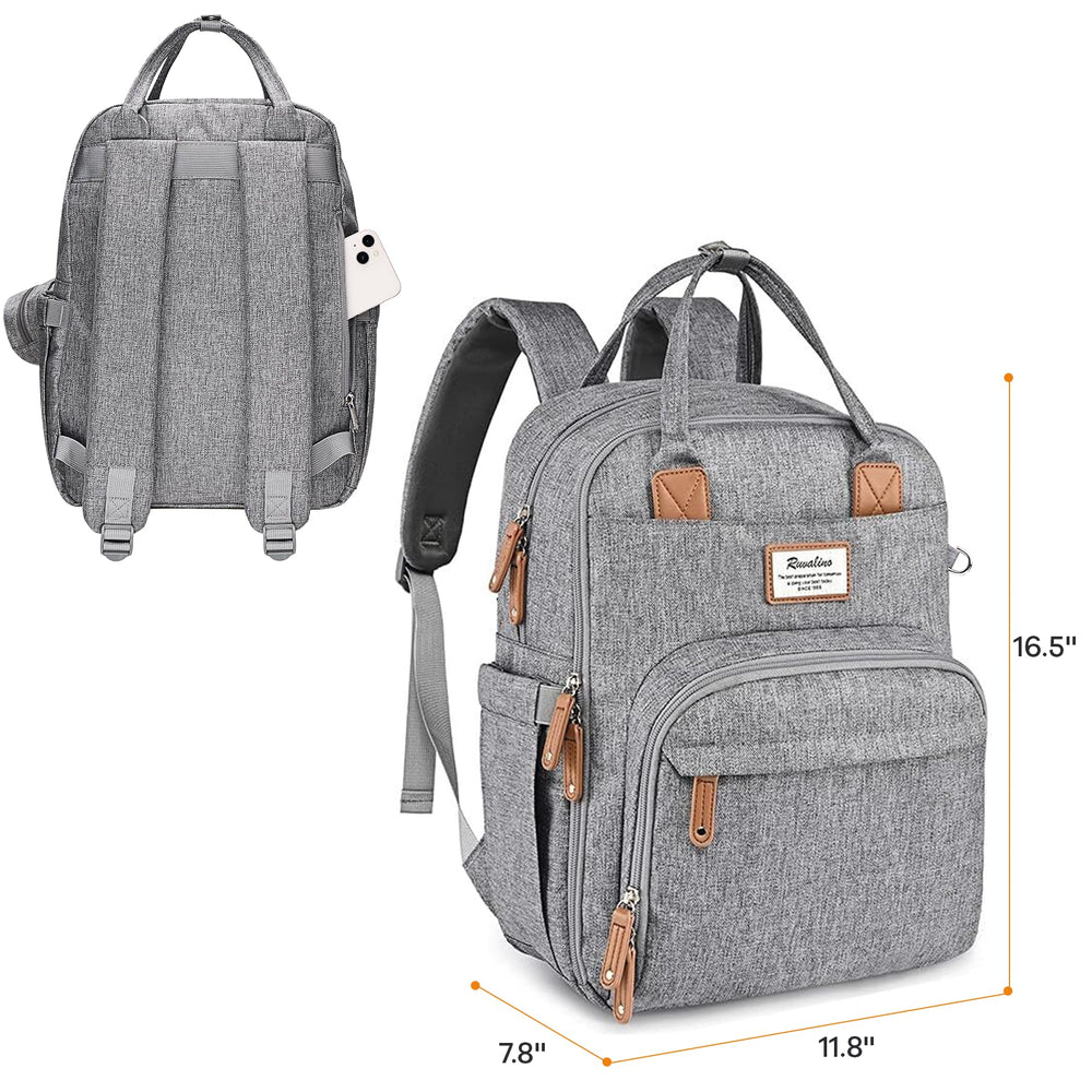 RUVALINO diaper bag backpack mesh pockets visible for fast snacks and toys