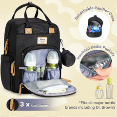 RUVALINO diaper bag backpack open main compartment for quick access to essentials.