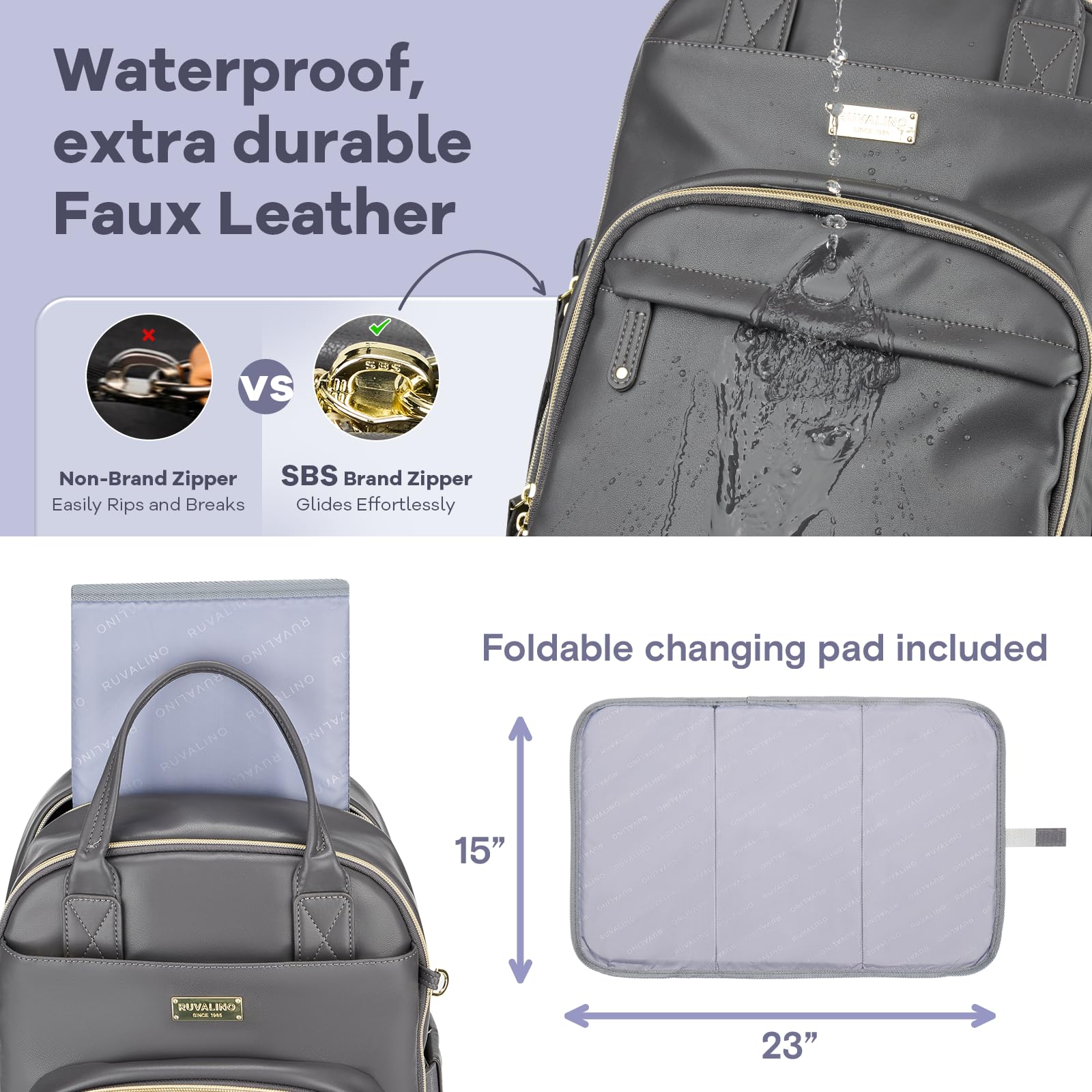 RUVALINO diaper bag backpack pacifier case keeps small items organized