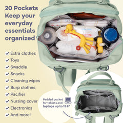 RUVALINO diaper bag backpack pacifier case keeps essentials organized for quick feeding breaks