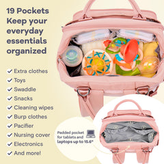 RUVALINO diaper bag backpack pacifier case keeps small items organized and accessible