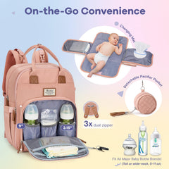 RUVALINO diaper bag backpack stroller straps for hands-free travel