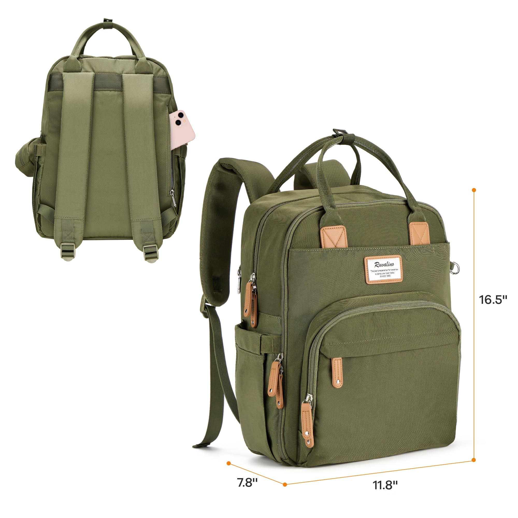 RUVALINO diaper bag backpack strong zippers ensure lasting durability.