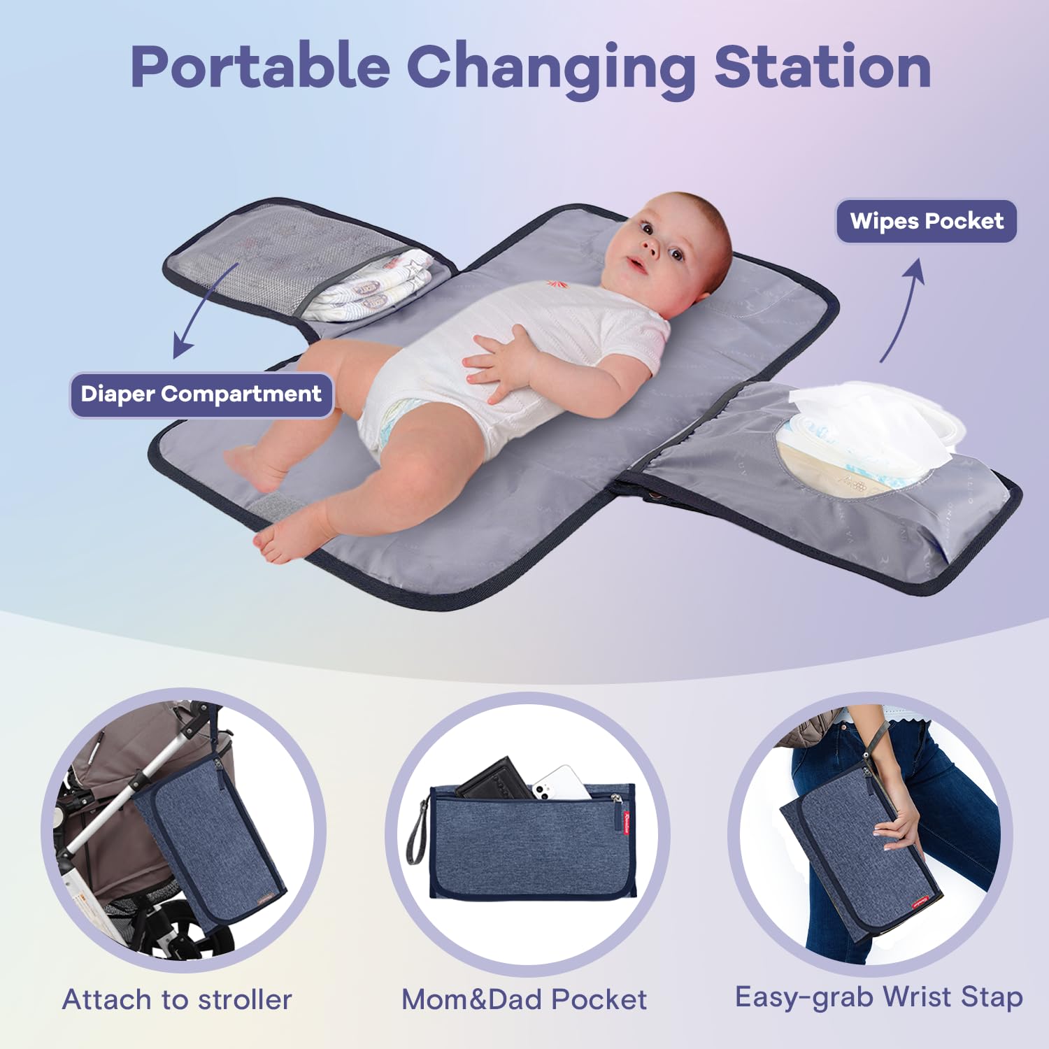 RUVALINO diaper bag backpack water-resistant fabric guards contents in wet weather.