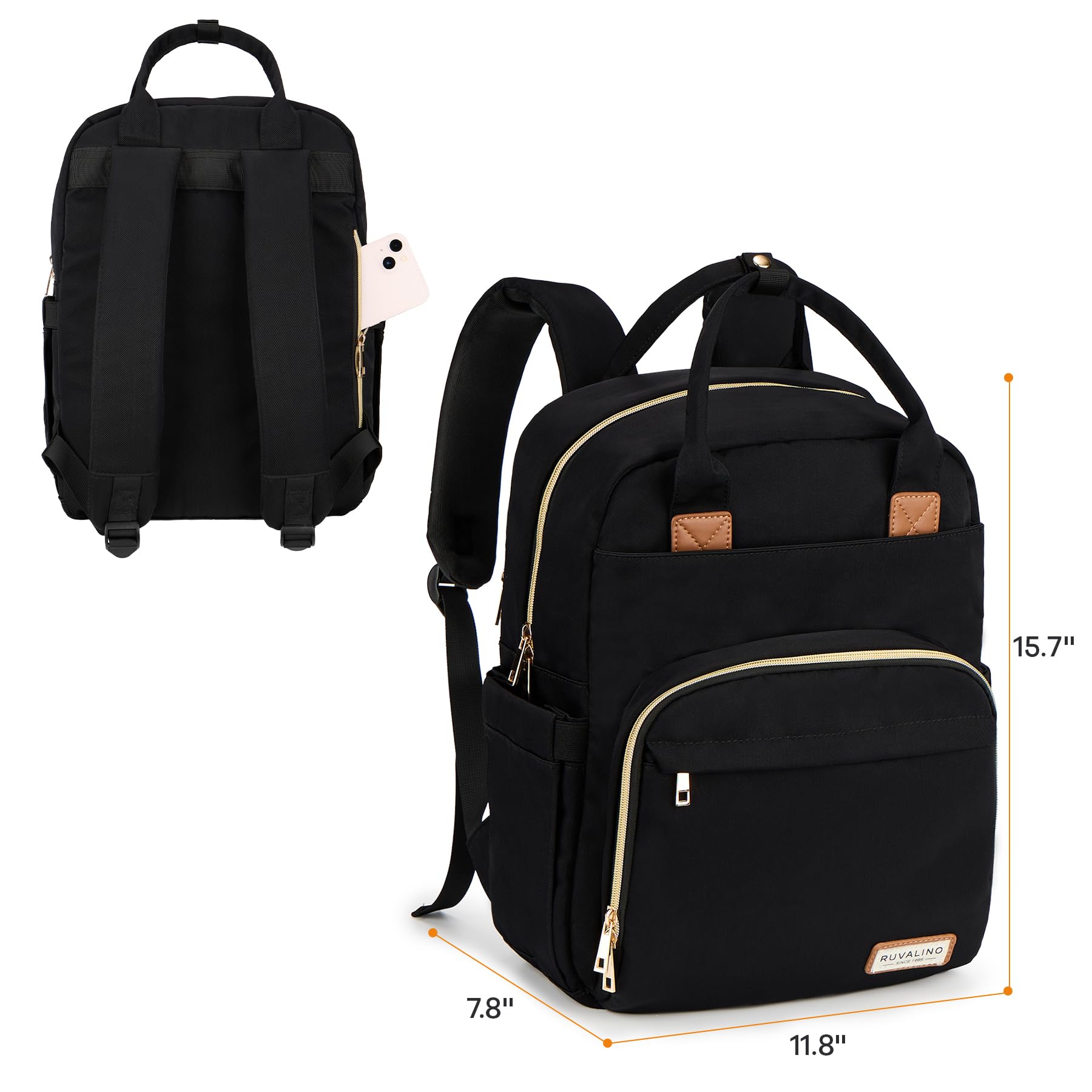 RUVALINO diaper bag backpack waterproof-fabric resists wear during busy days.