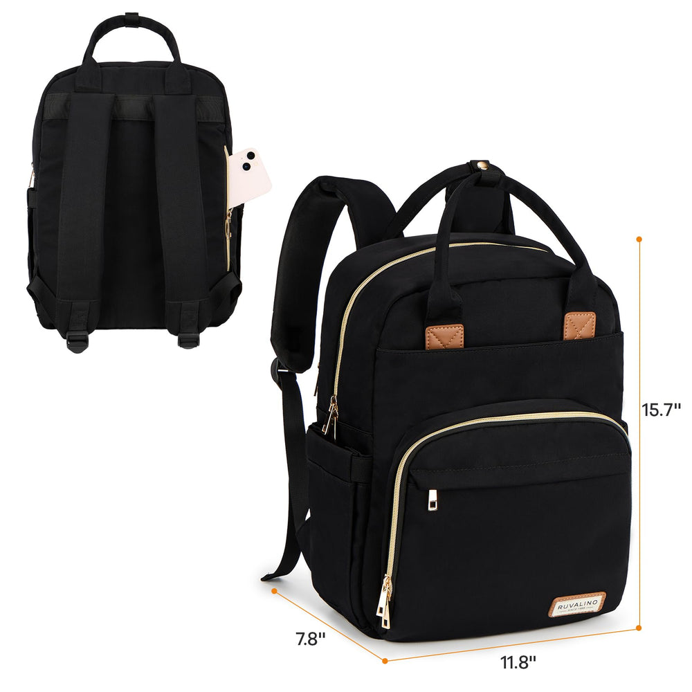 RUVALINO diaper bag backpack waterproof-fabric resists wear during busy days.