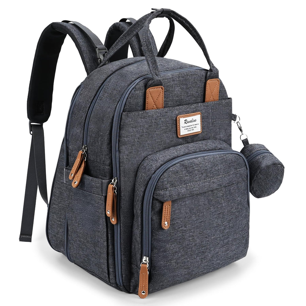 RUVALINO Diaper Bag Backpack wide opening for quick one-handed access during errands