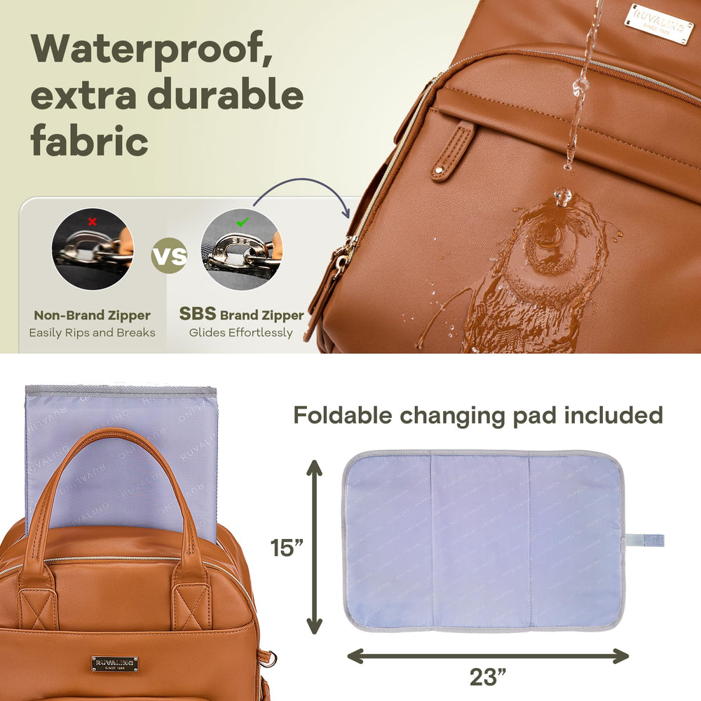 RUVALINO diaper bag backpack changing pad included for on-the-go changes