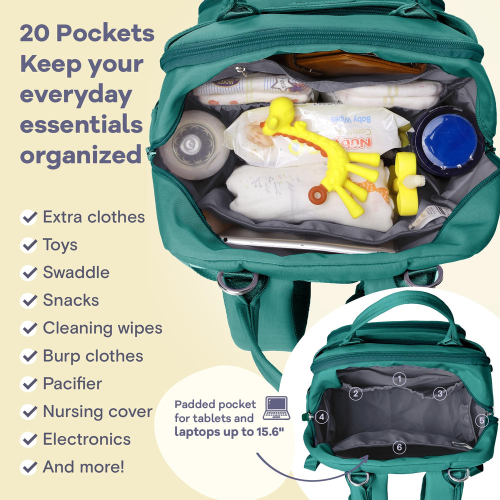RUVALINO diaper bag ergonomic shoulder straps provide comfortable all-day carry.