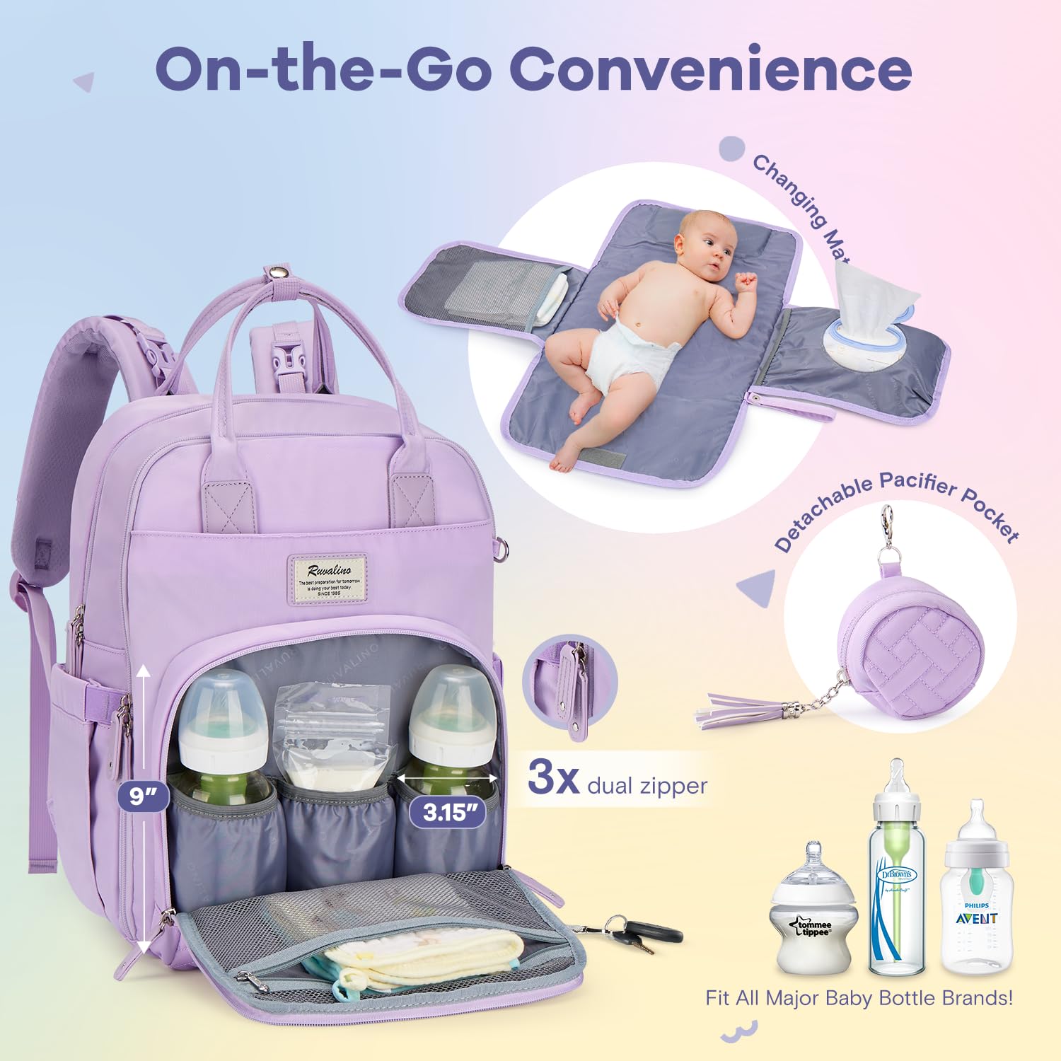 RUVALINO insulated bottle pocket maintains temperature for baby drinks and snacks