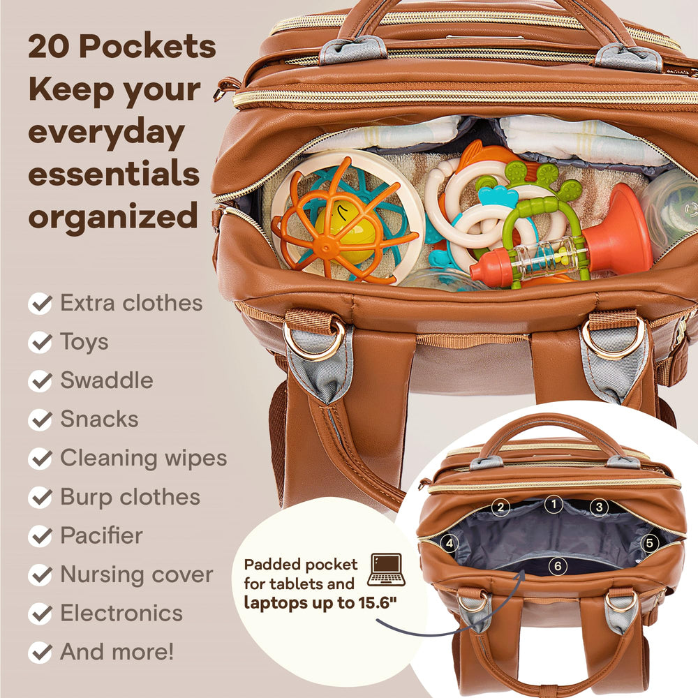 RUVALINO diaper bag backpack insulated bottle pockets keep bottles at right temperature