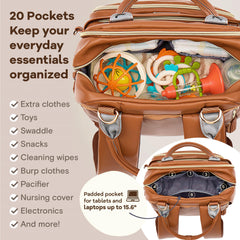 RUVALINO diaper bag backpack insulated bottle pockets keep bottles at right temperature