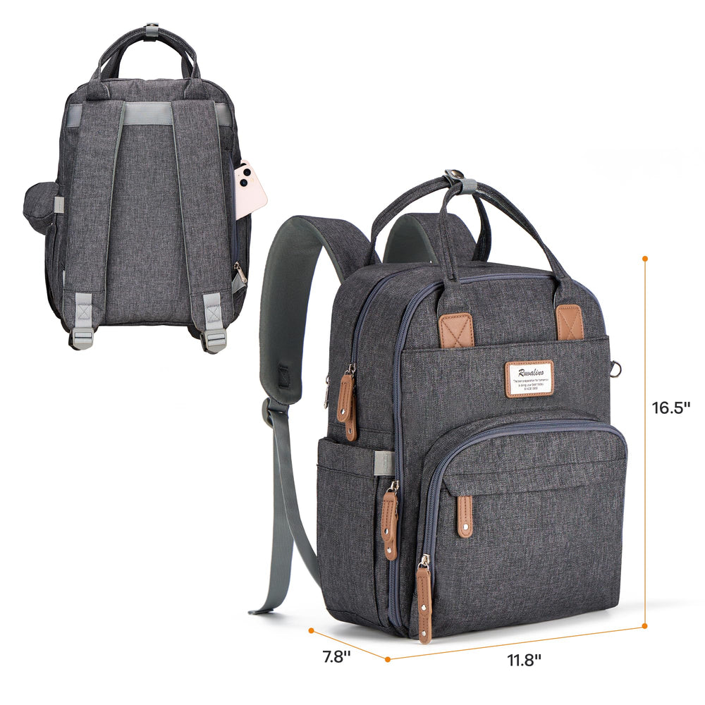 RUVALINO diaper bag 17 pockets and two large compartments help stay organized.
