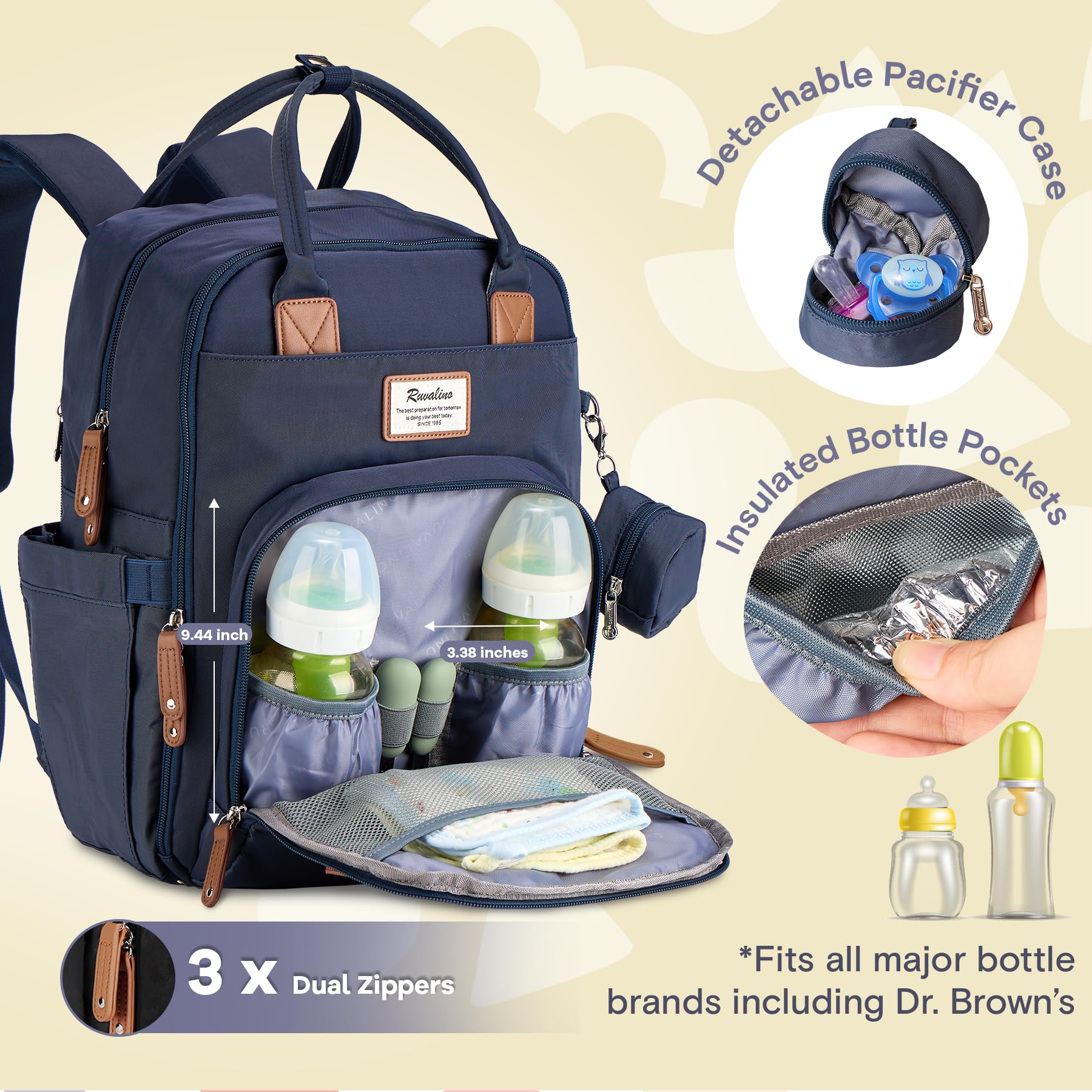 RUVALINO organized pockets and mesh organizers simplify diaper changes on the go