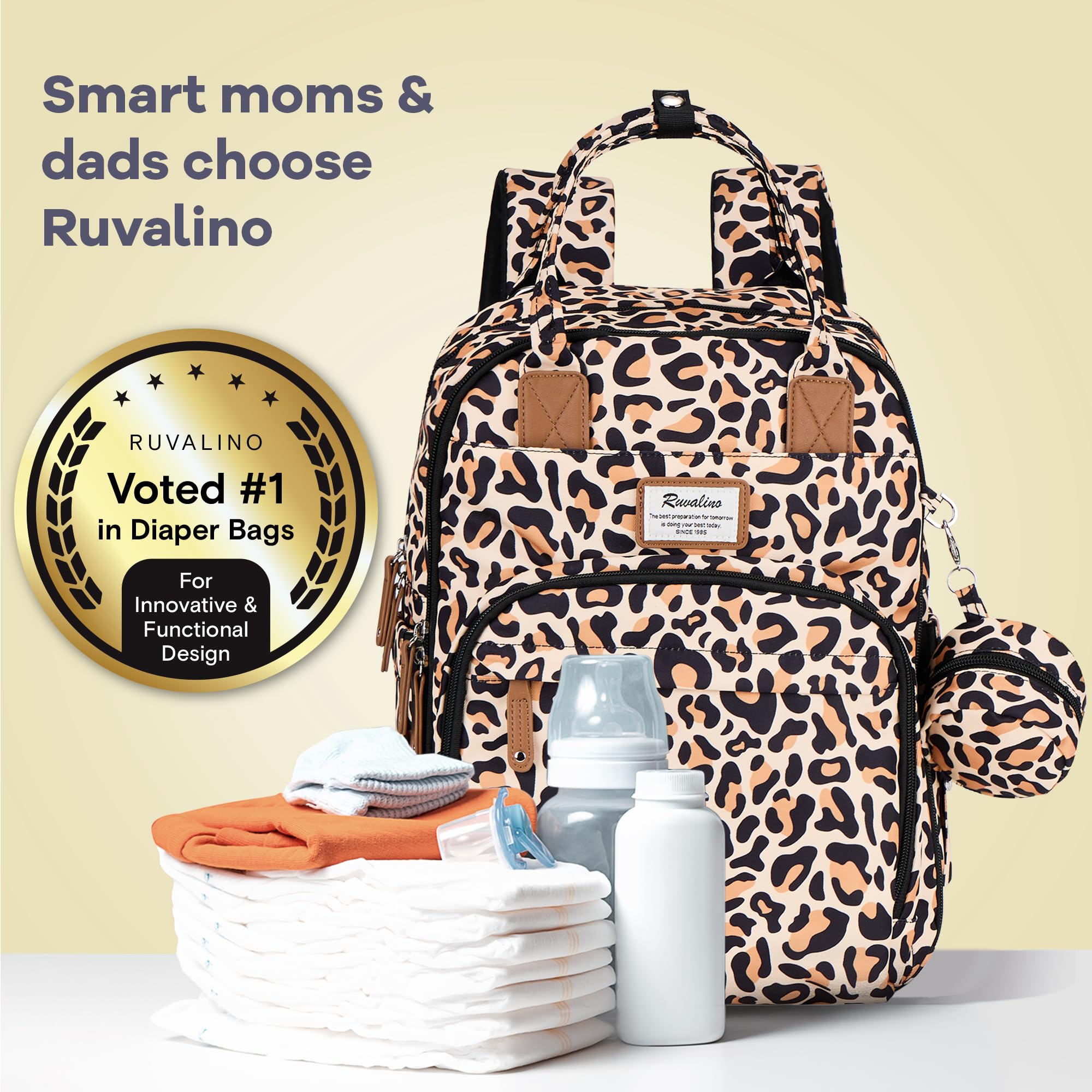 RUVALINO stroller attachment compatibility enables hands-free shopping and travel.