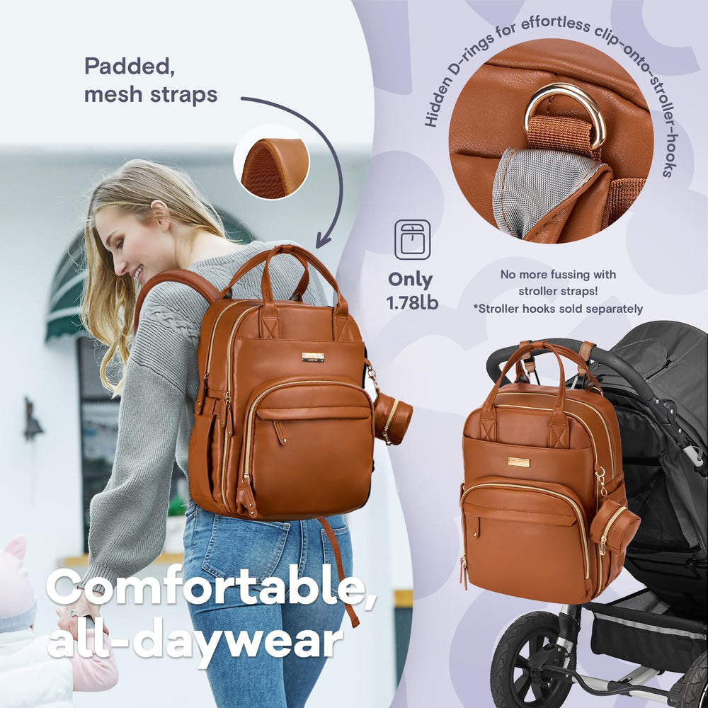 RUVALINO diaper bag backpack stroller clip for hands-free strolling