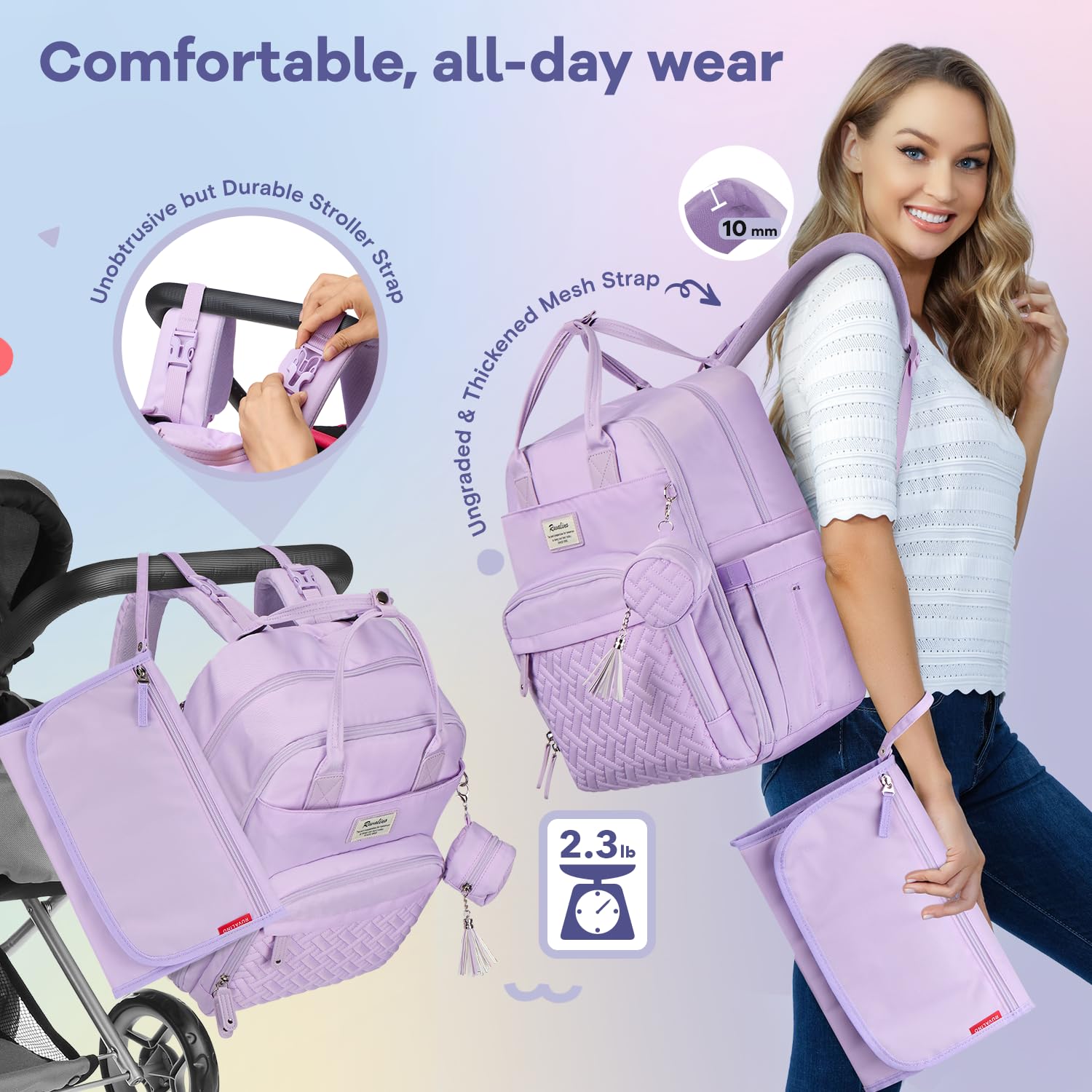 RUVALINO wide-opening zippers enable quick one-handed access