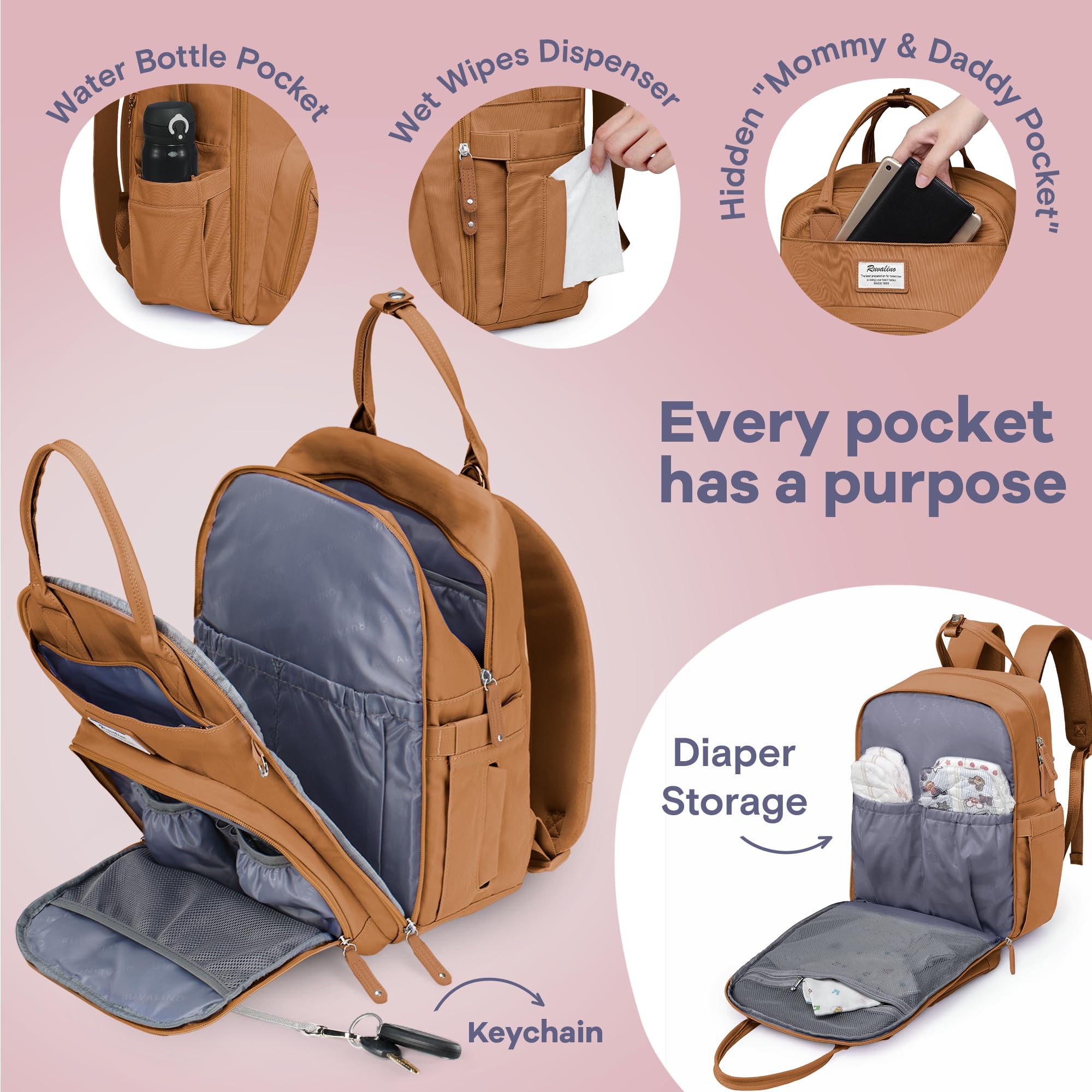 RUVALINO changing pad ready for on-the-go diaper changes.
