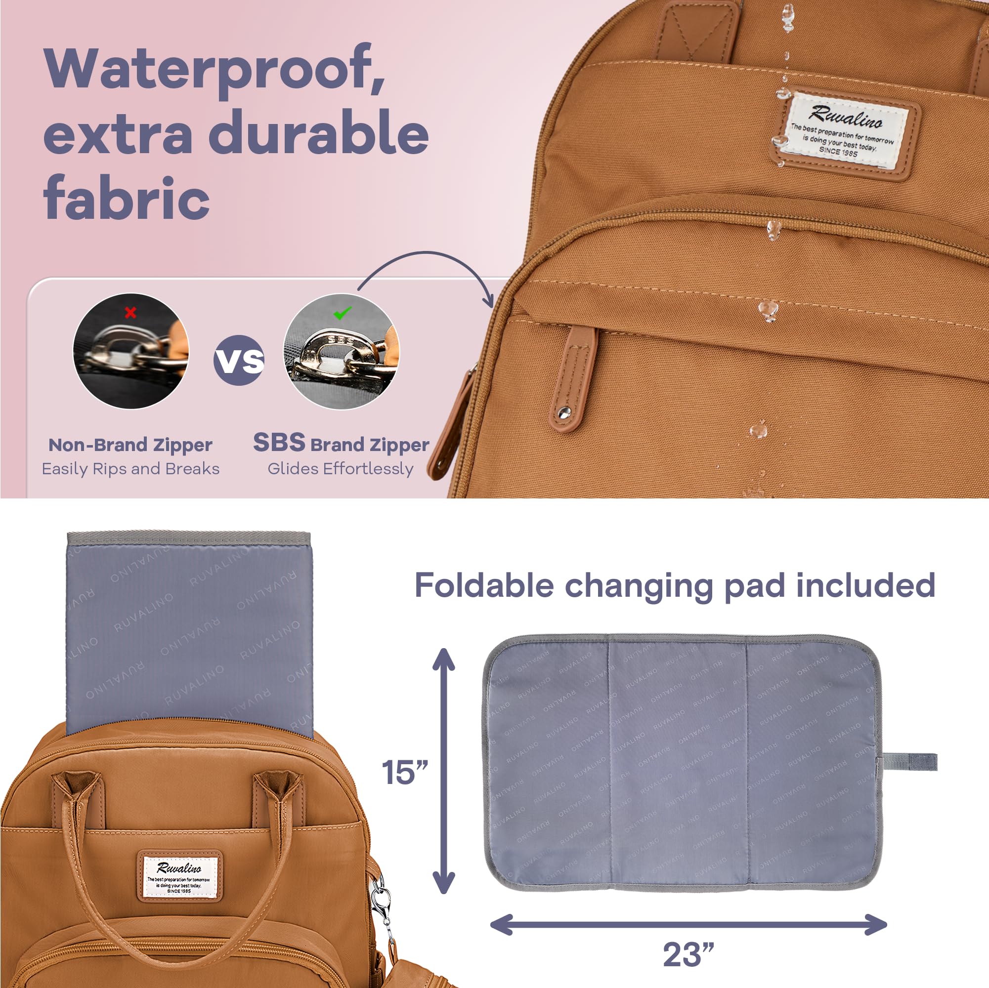 RUVALINO ergonomic shoulder straps offer comfortable carrying on long outings.